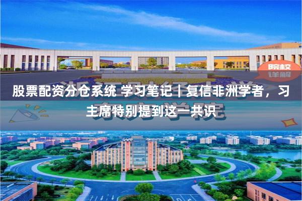 股票配资分仓系统 学习笔记｜复信非洲学者，习主席特别提到这一共识