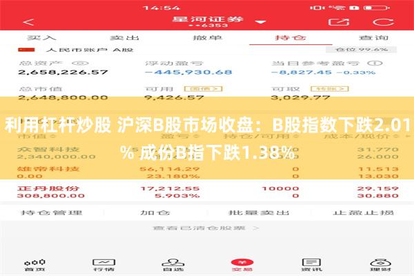 利用杠杆炒股 沪深B股市场收盘：B股指数下跌2.01% 成份B指下跌1.38%