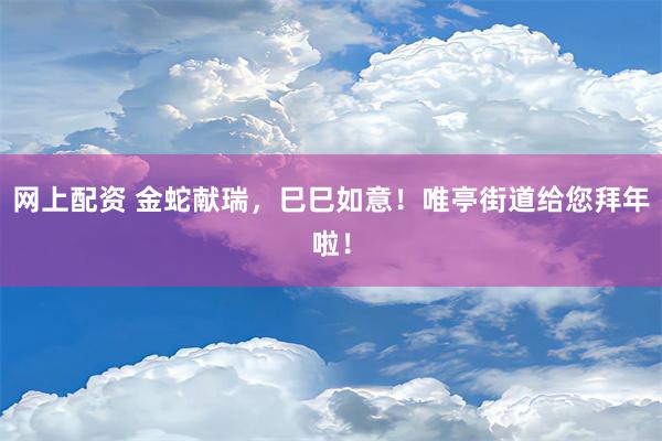 网上配资 金蛇献瑞，巳巳如意！唯亭街道给您拜年啦！